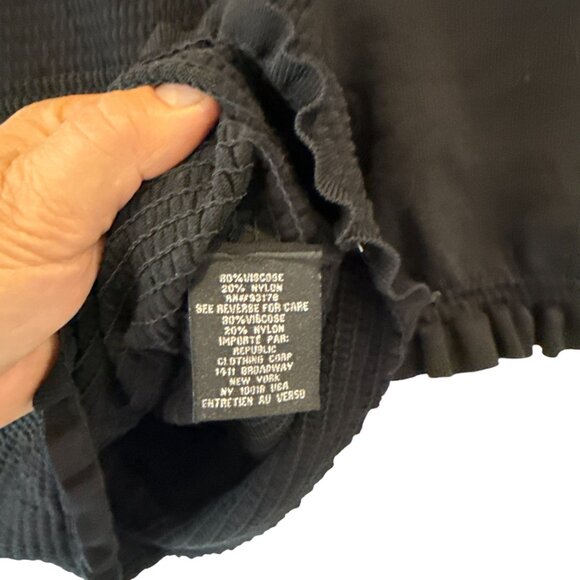 Catherine Malandrino Black Puff Sleeve Ruffle Knit Top Small Petite Whimsygoth - Picture 4 of 8